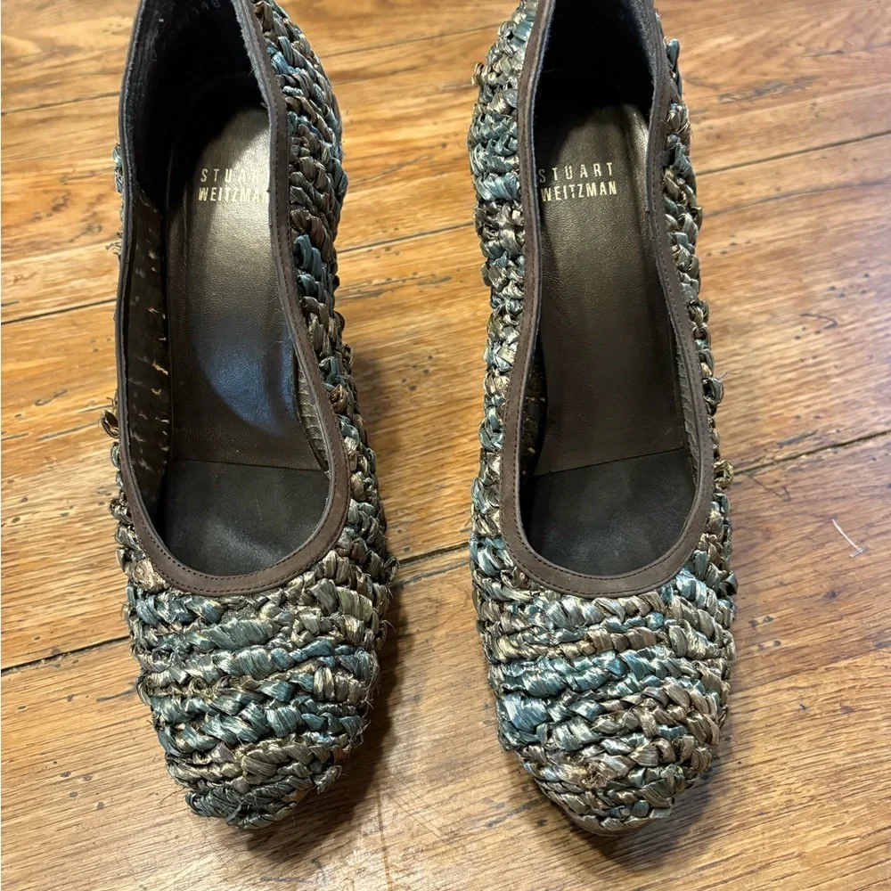 Stuart Weitzman Fairycore Natural Raffia Swoon Platform Heel Size 9.5